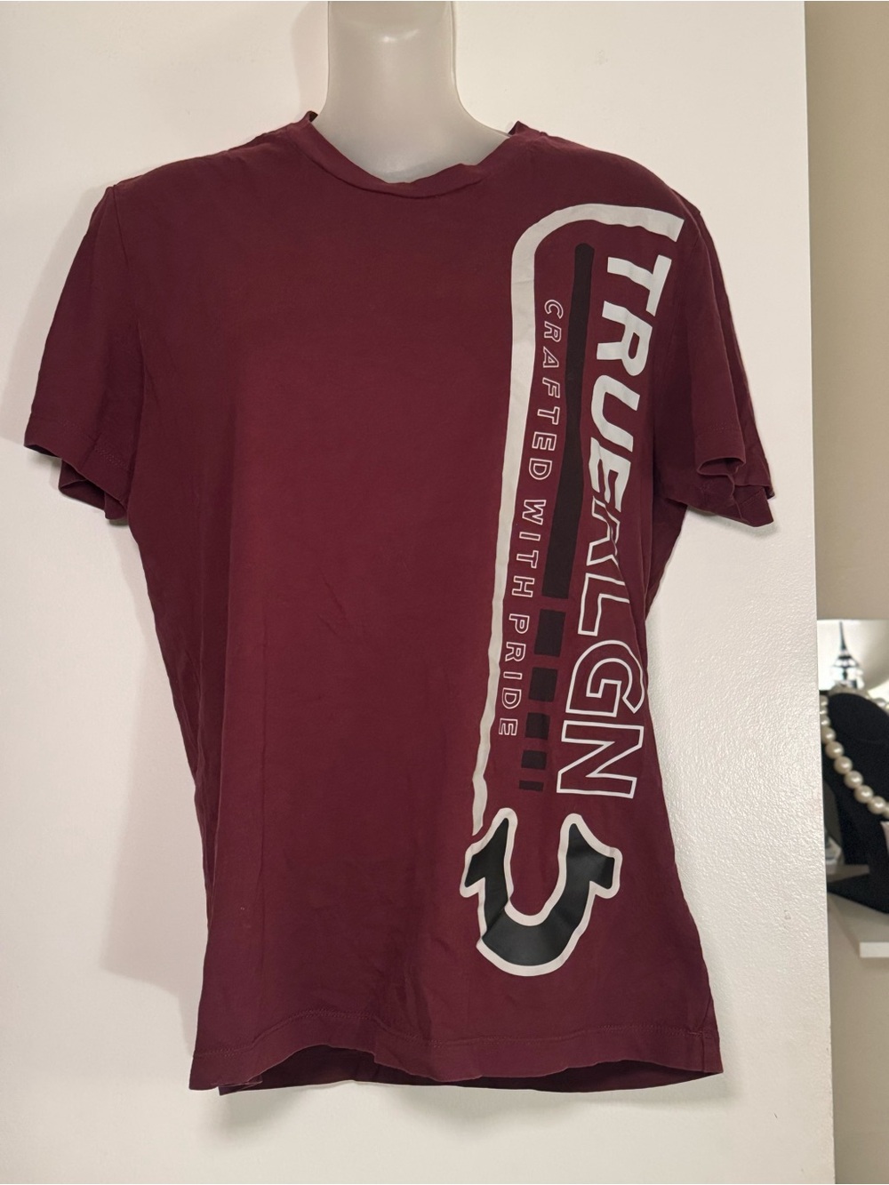 True Religion burgundy Short-Sleeve Logo Tee